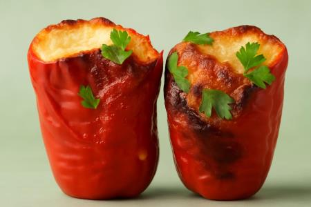 Bunte Paprika mit cremiger Quarkfüllung: ein einfaches Gericht, das mit Farbe und Geschmack begeistert